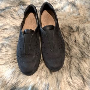 Clarks Artisian Black Leather Slip On Shoes
